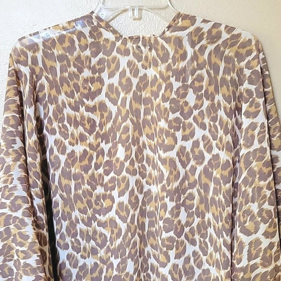 Aerie Brown Leopard Print Chiffon Cape Coverup Beach Vacation Summer - Picture 5 of 6
